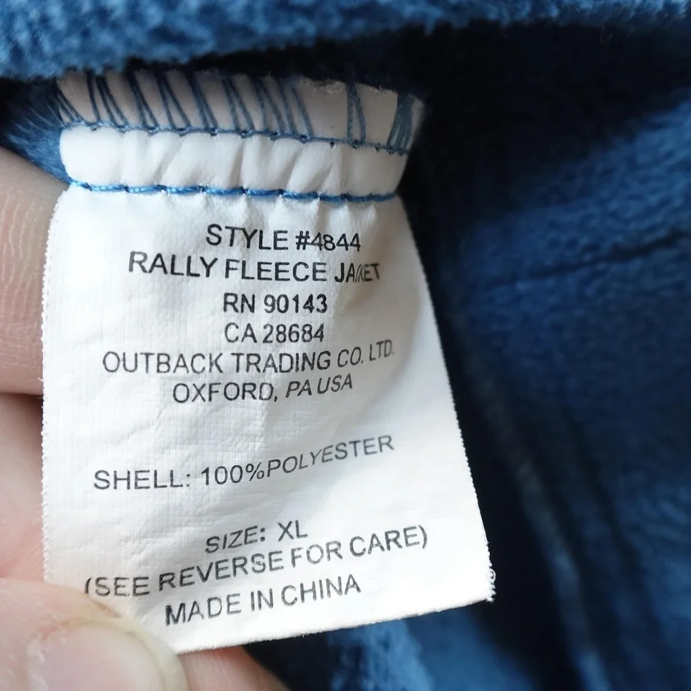 Outback Trading Jacket Womens XL Blue Fleece Full Zip Outdoor Western Rodeo Coat